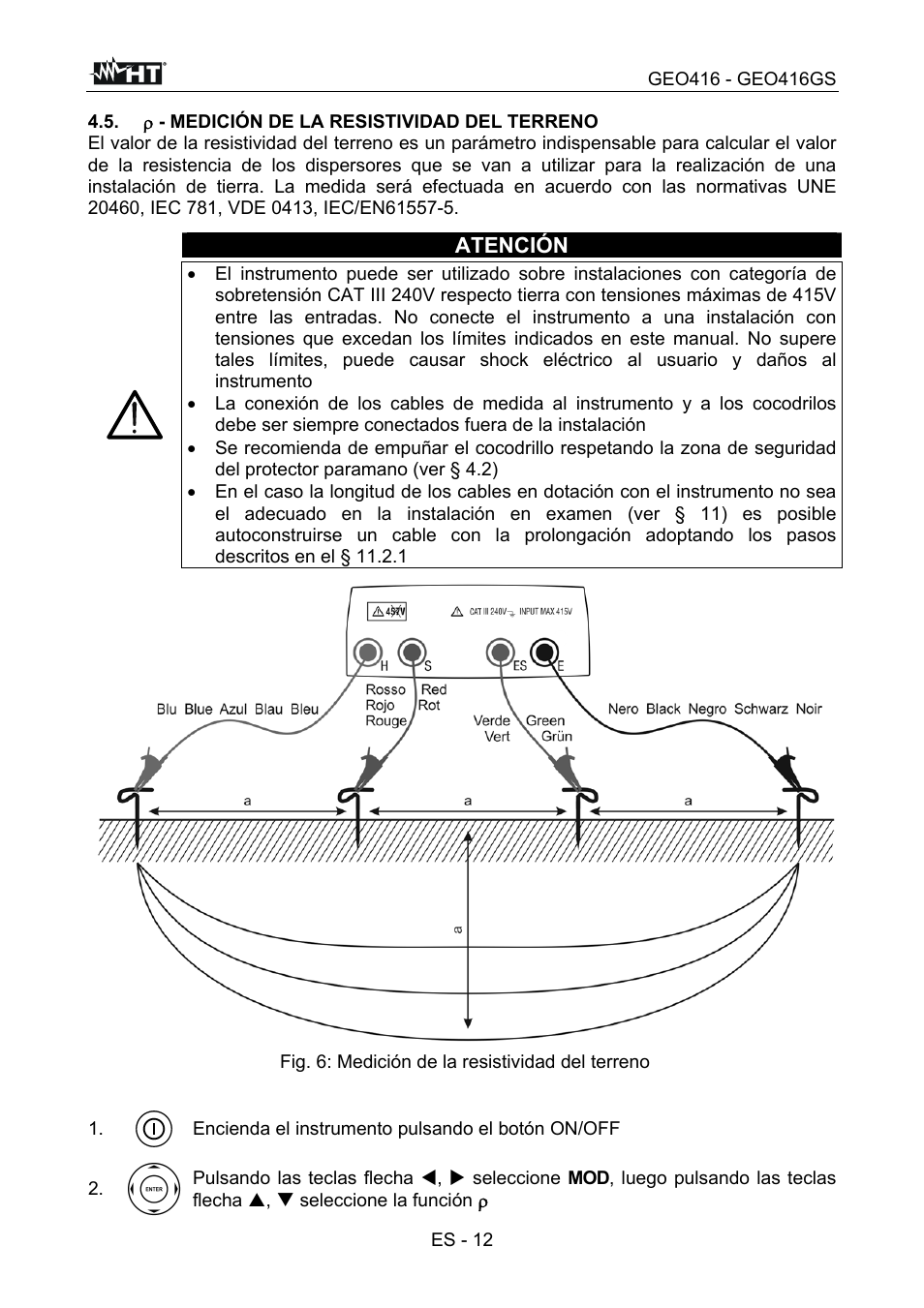 Atención | HT instruments GEO416 User Manual | Page 41 / 116