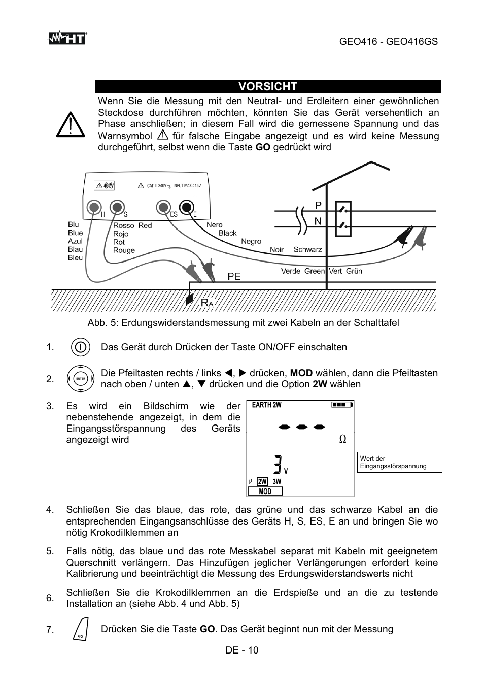 Vorsicht, De - 10 | HT instruments GEO416 User Manual | Page 67 / 116