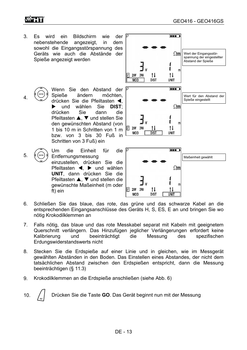 De - 13 | HT instruments GEO416 User Manual | Page 70 / 116