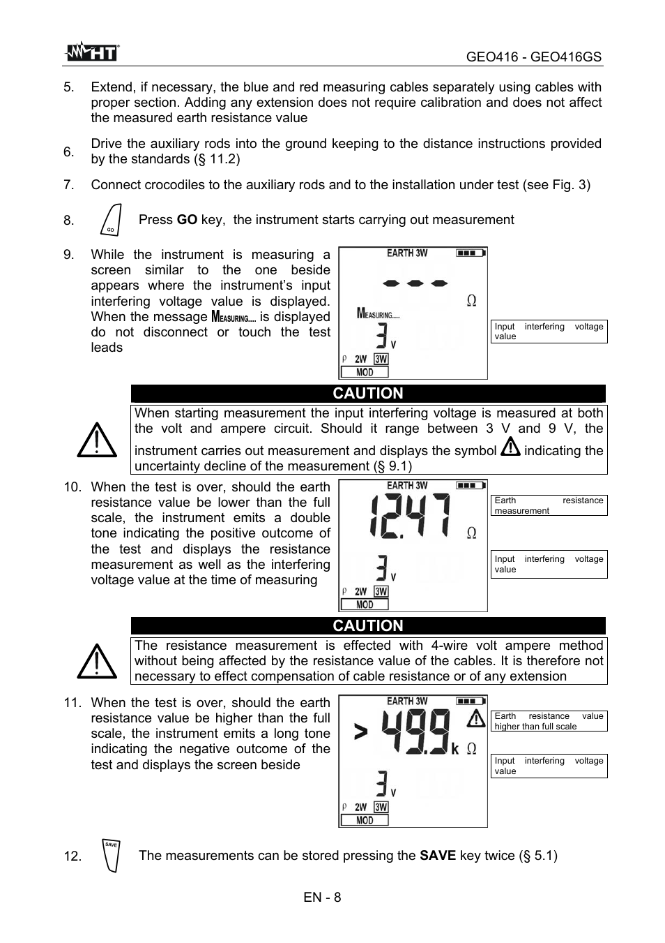 Caution, En - 8 5 | HT instruments GEO416 User Manual | Page 9 / 116