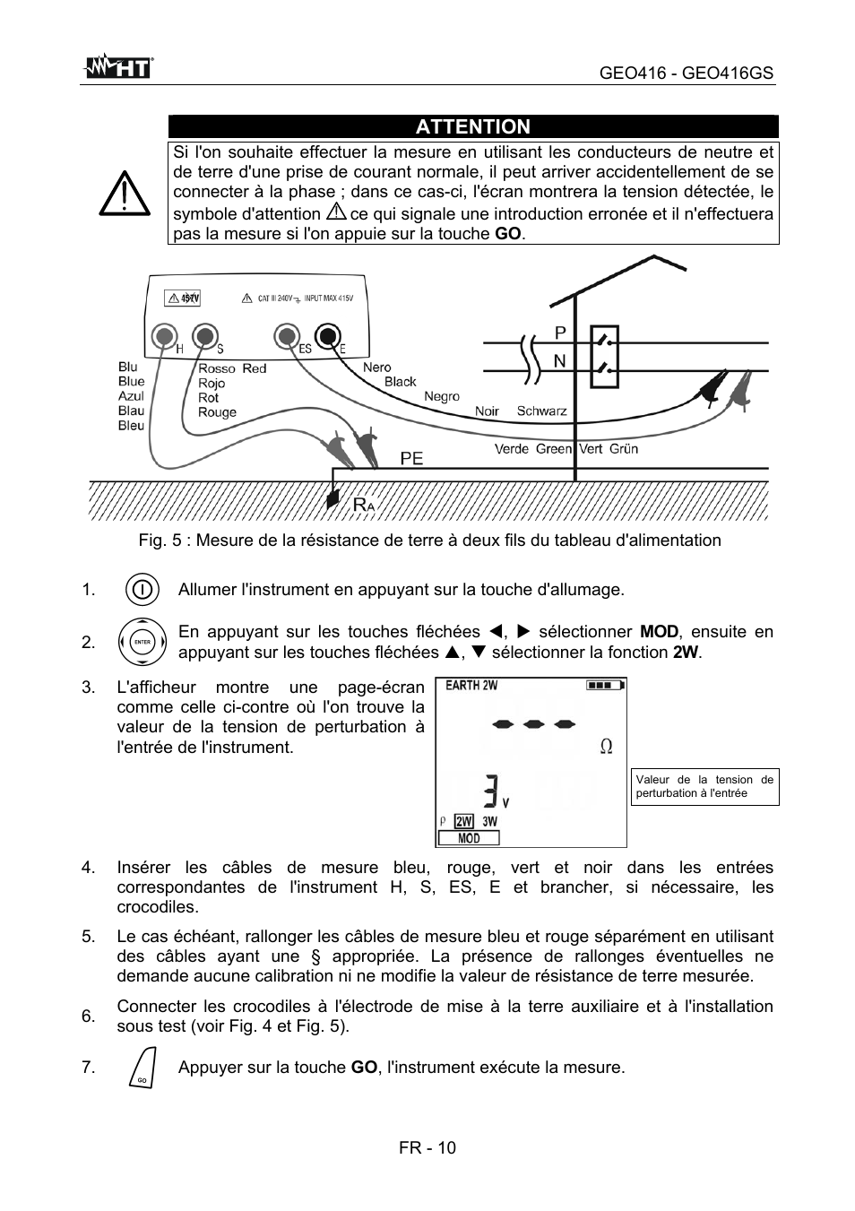 Attention, Fr - 10 | HT instruments GEO416 User Manual | Page 95 / 116