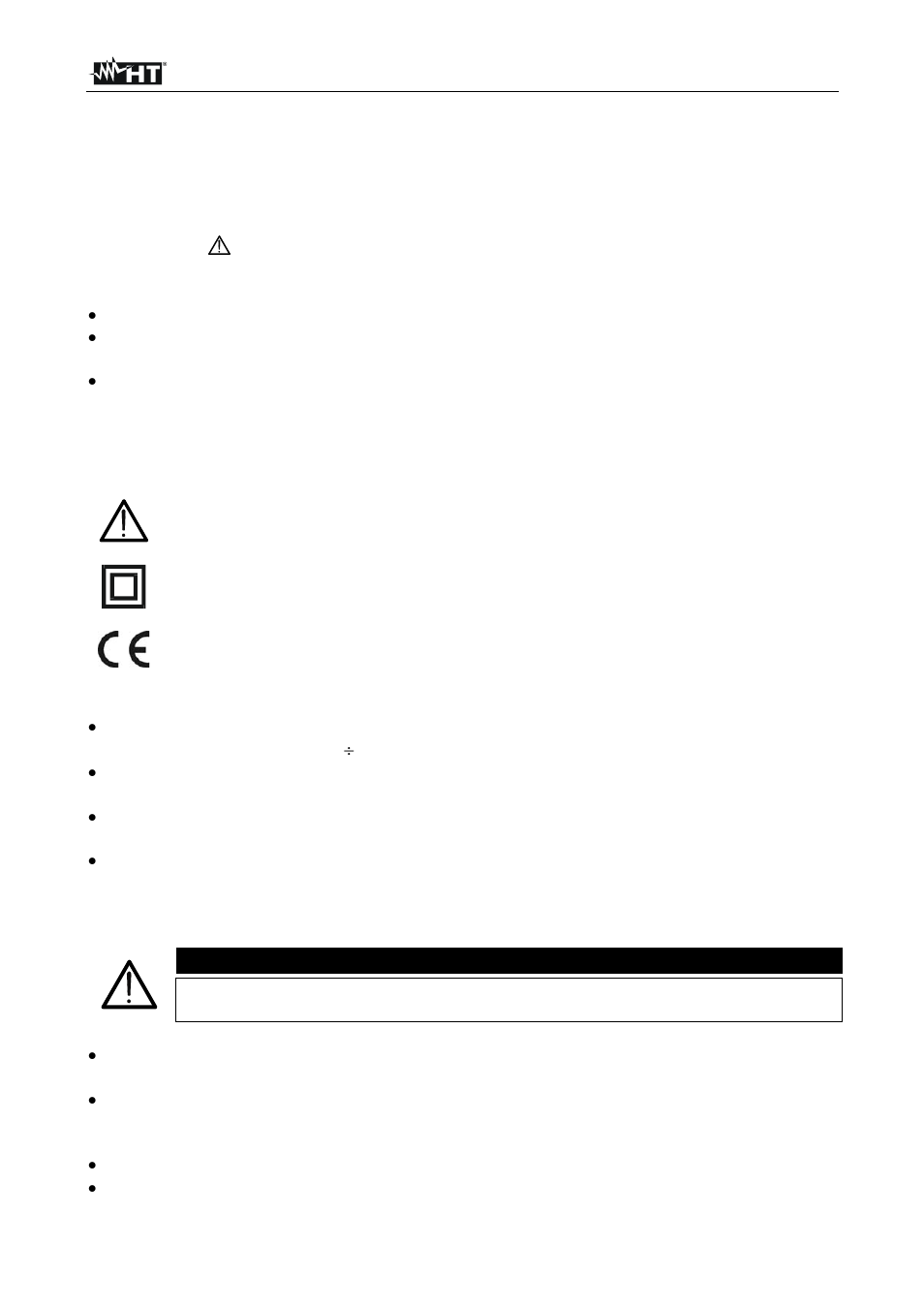 Safety precautions and procedures, Caution | HT instruments HT154 User Manual | Page 3 / 13