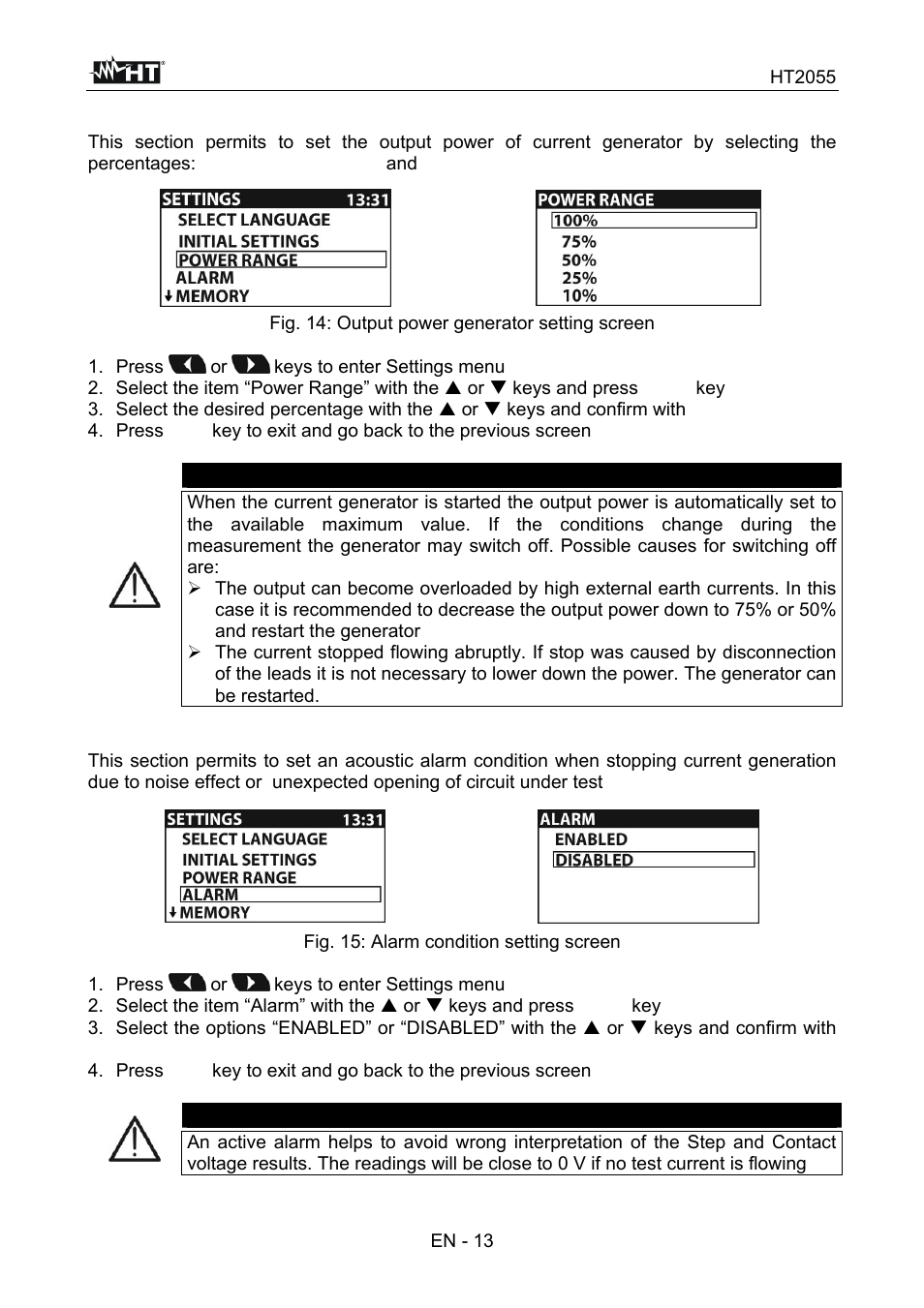 Caution | HT instruments HT7051 User Manual | Page 14 / 35