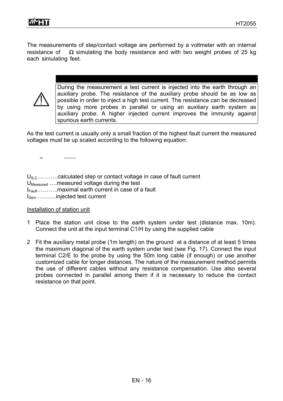 Caution | HT instruments HT7051 User Manual | Page 17 / 35
