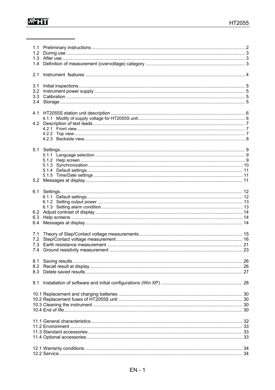 HT instruments HT7051 User Manual | Page 2 / 35