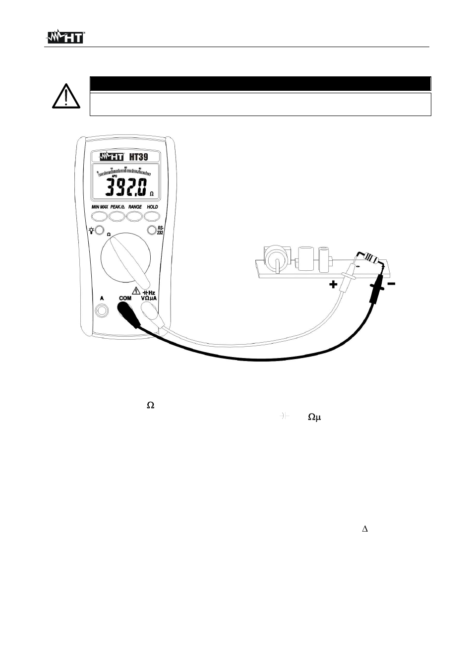 Caution | HT instruments HT39 User Manual | Page 16 / 24