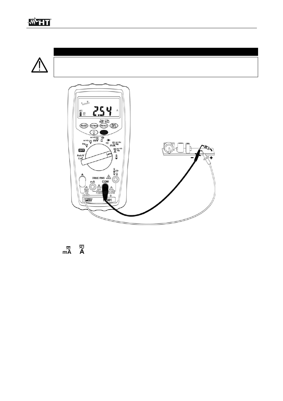 Caution | HT instruments HT401 User Manual | Page 13 / 24