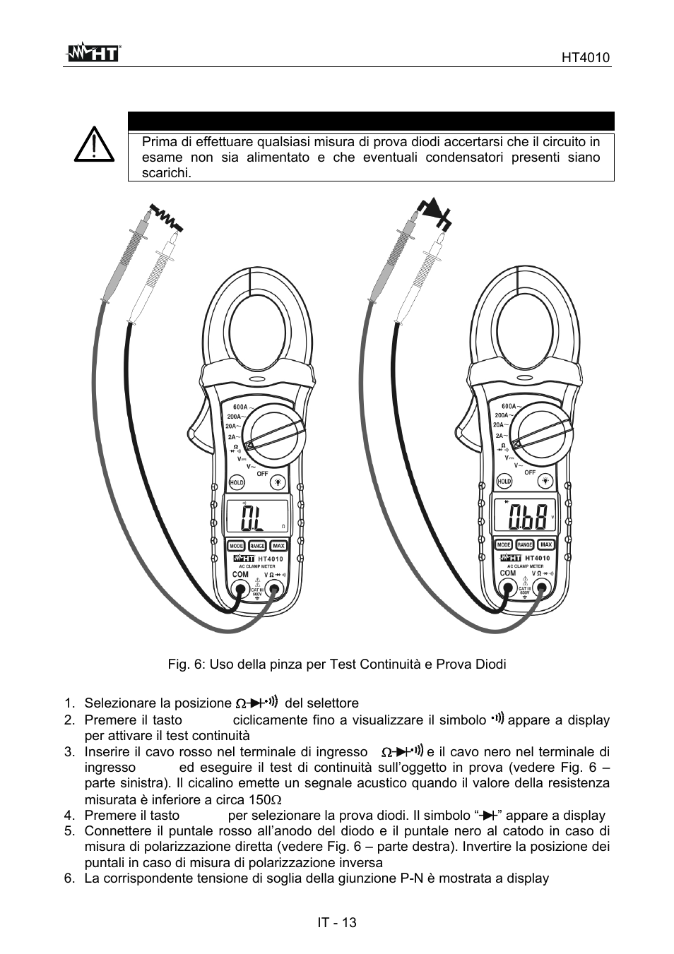 Attenzione | HT instruments HT4010 User Manual | Page 16 / 76