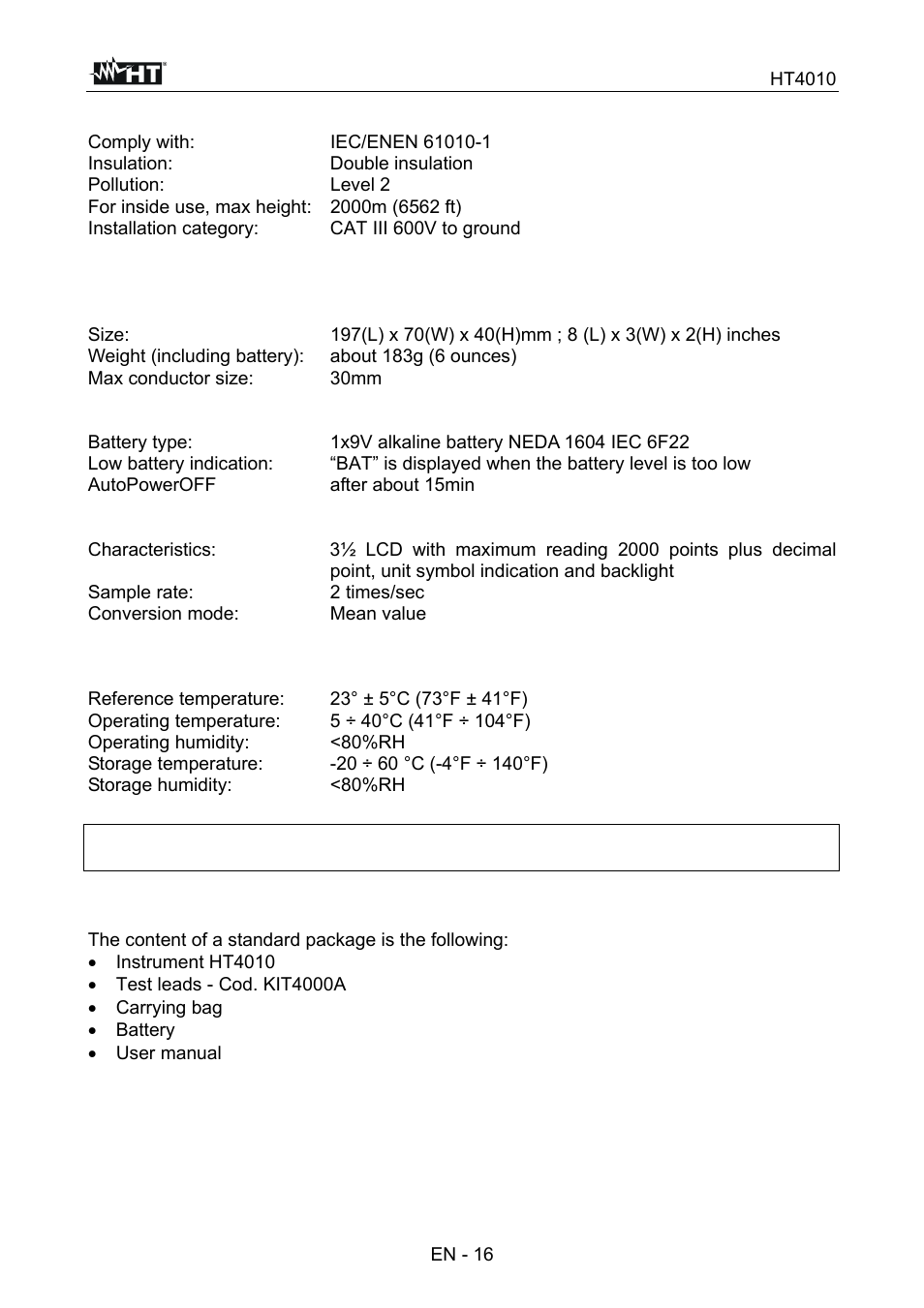 HT instruments HT4010 User Manual | Page 37 / 76