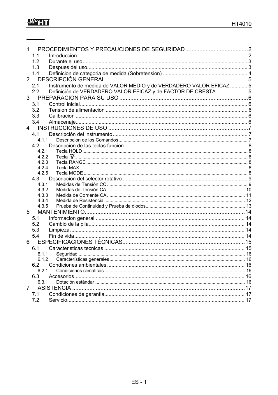 HT instruments HT4010 User Manual | Page 40 / 76