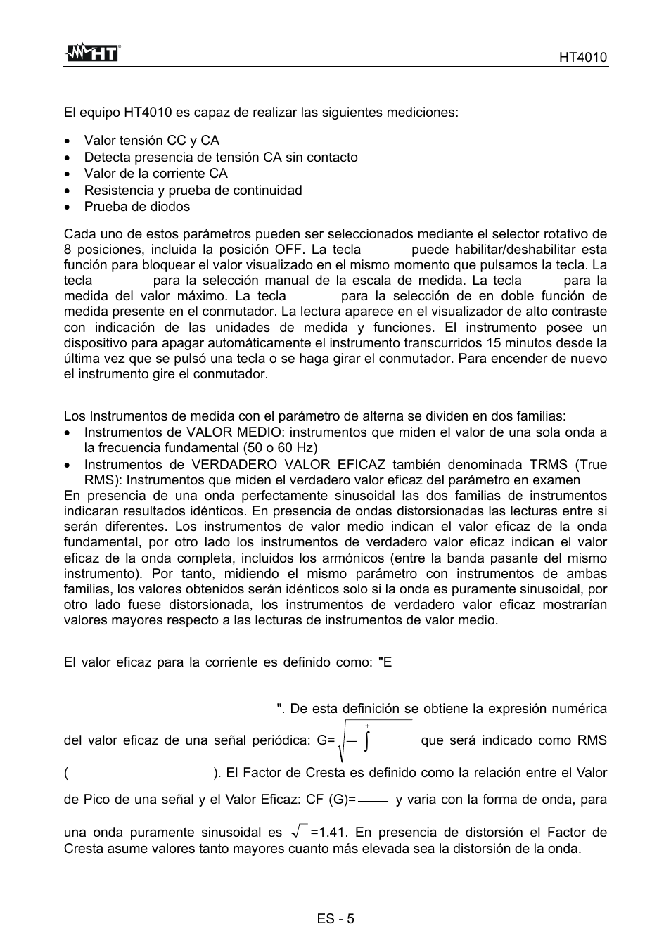 2 descripción general | HT instruments HT4010 User Manual | Page 44 / 76