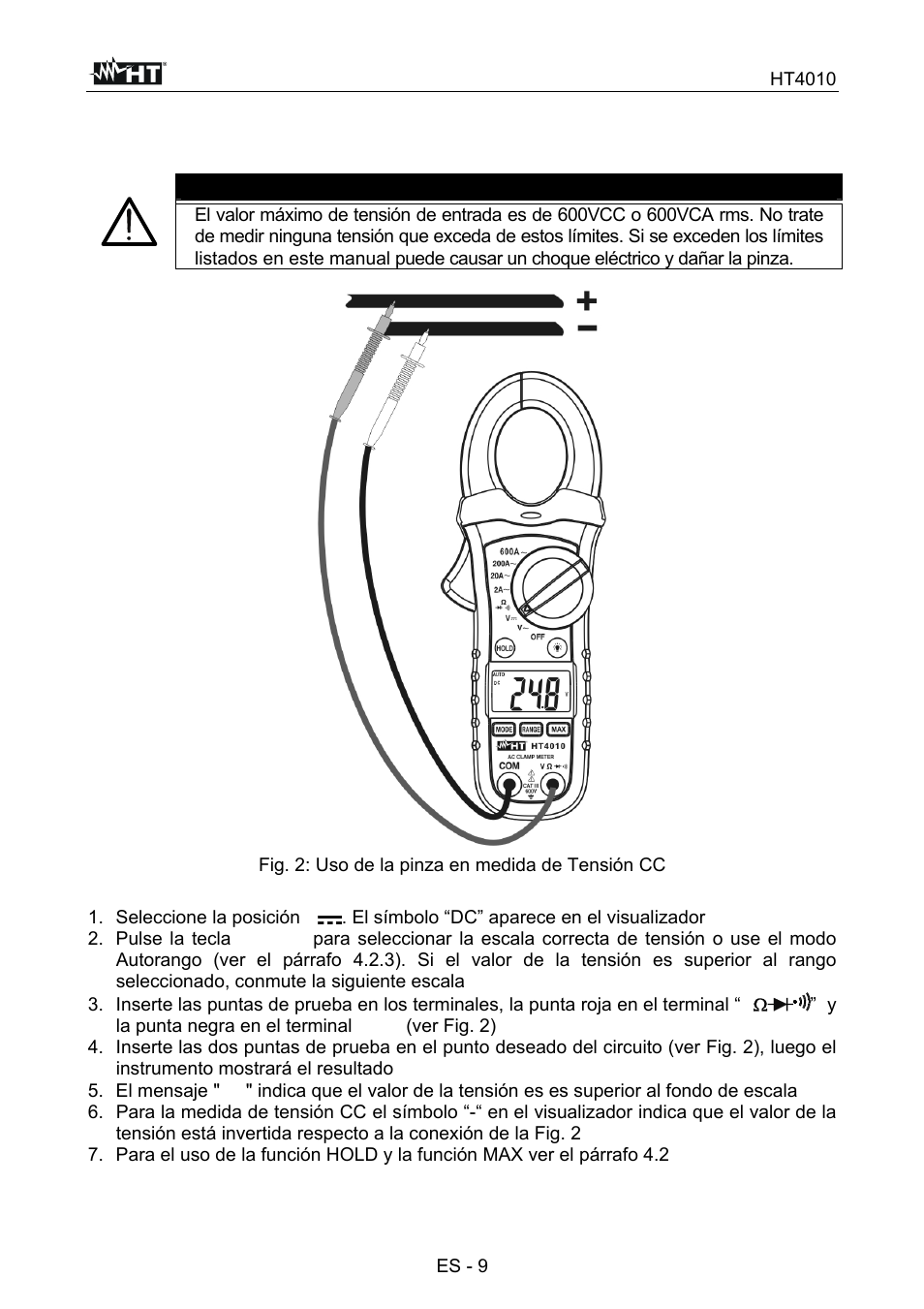 Atención | HT instruments HT4010 User Manual | Page 48 / 76