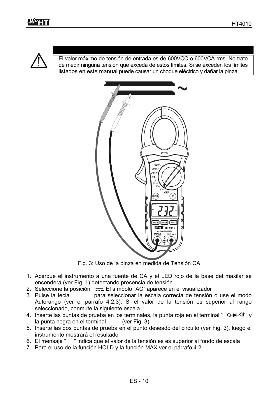 Atención | HT instruments HT4010 User Manual | Page 49 / 76