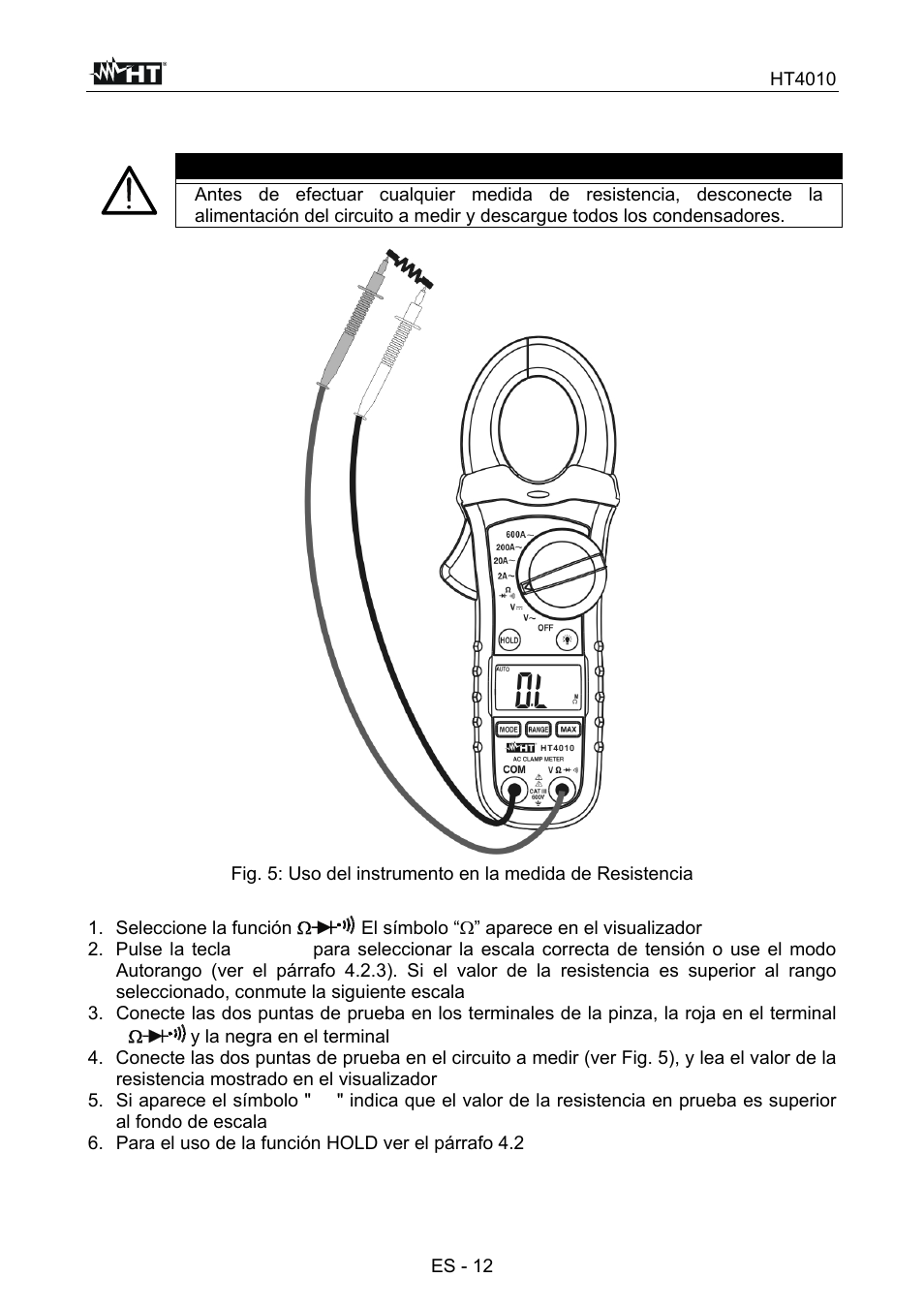 Atención | HT instruments HT4010 User Manual | Page 51 / 76