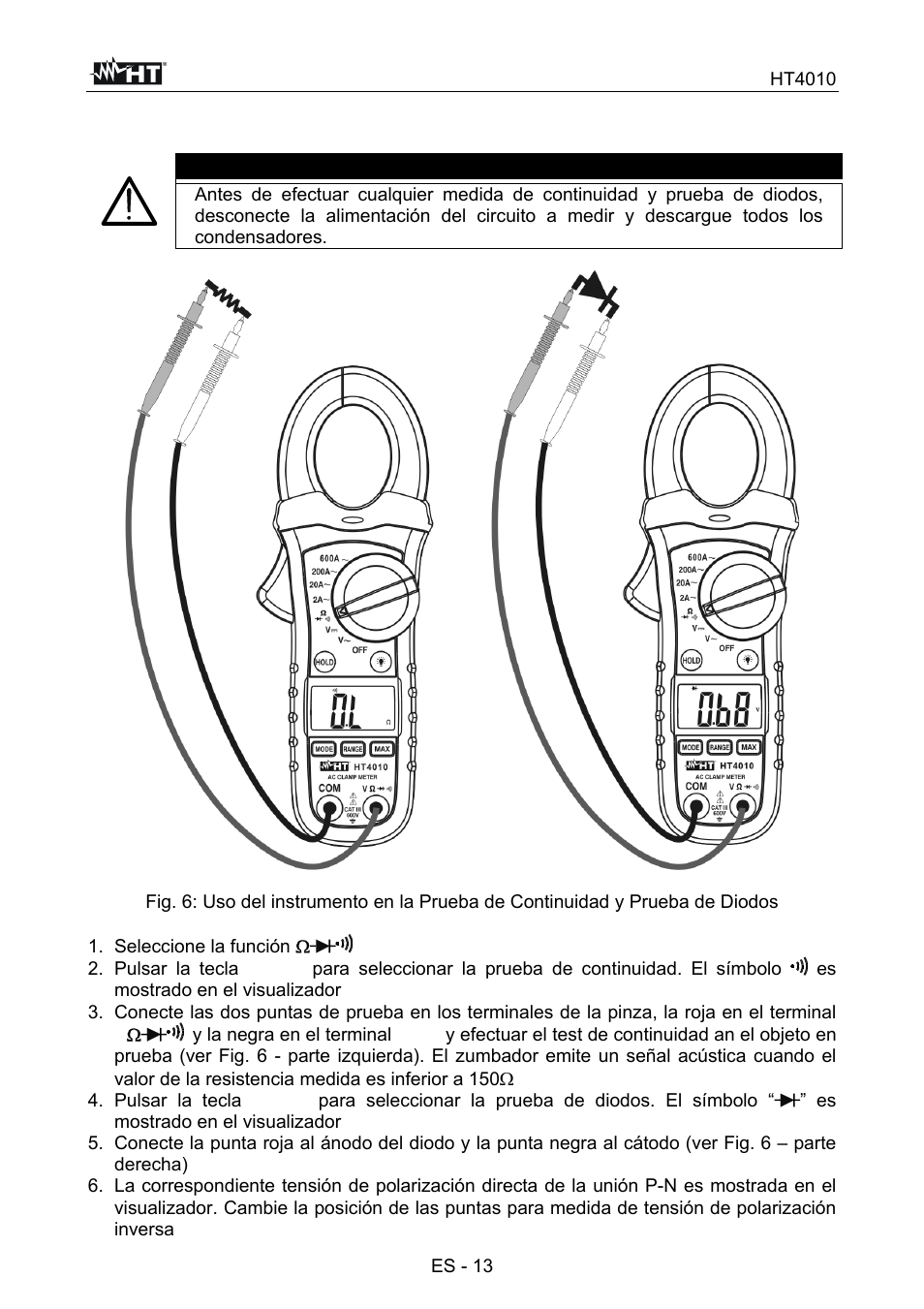 Atención | HT instruments HT4010 User Manual | Page 52 / 76