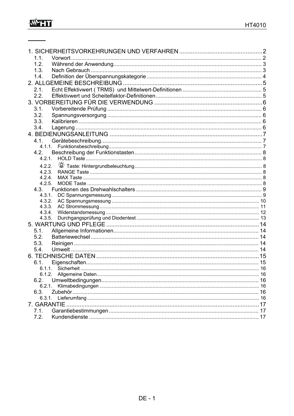 HT instruments HT4010 User Manual | Page 58 / 76