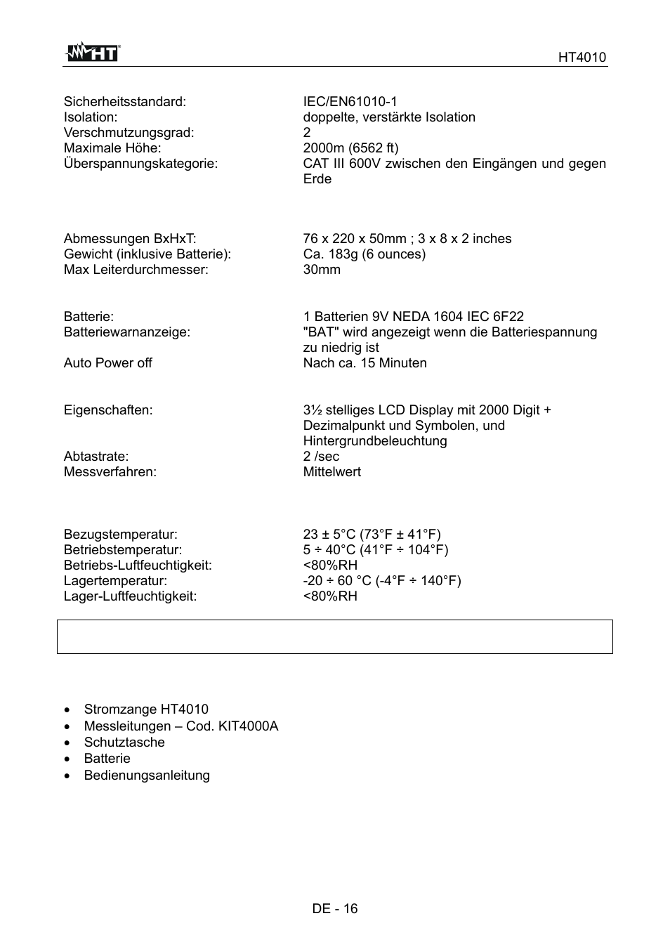 HT instruments HT4010 User Manual | Page 73 / 76