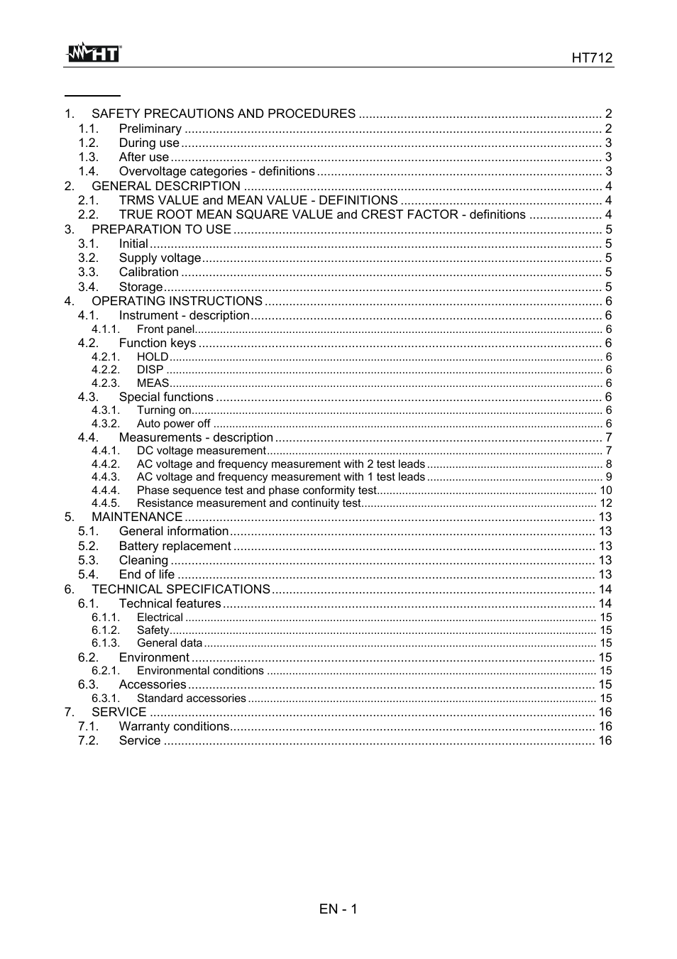 HT instruments HT712 User Manual | Page 2 / 17