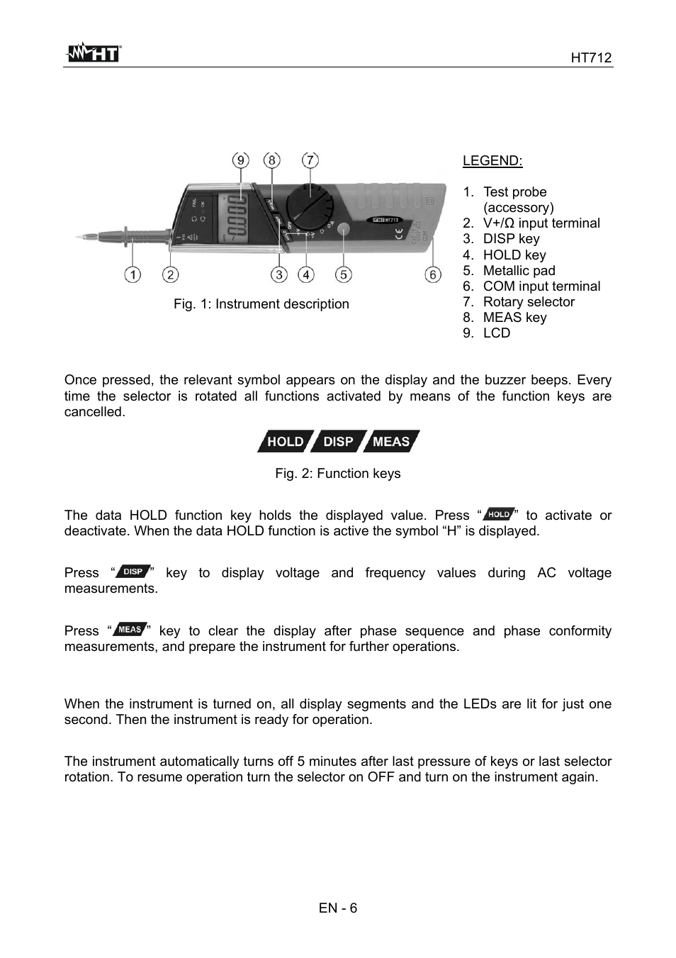 Operating instructions | HT instruments HT712 User Manual | Page 7 / 17