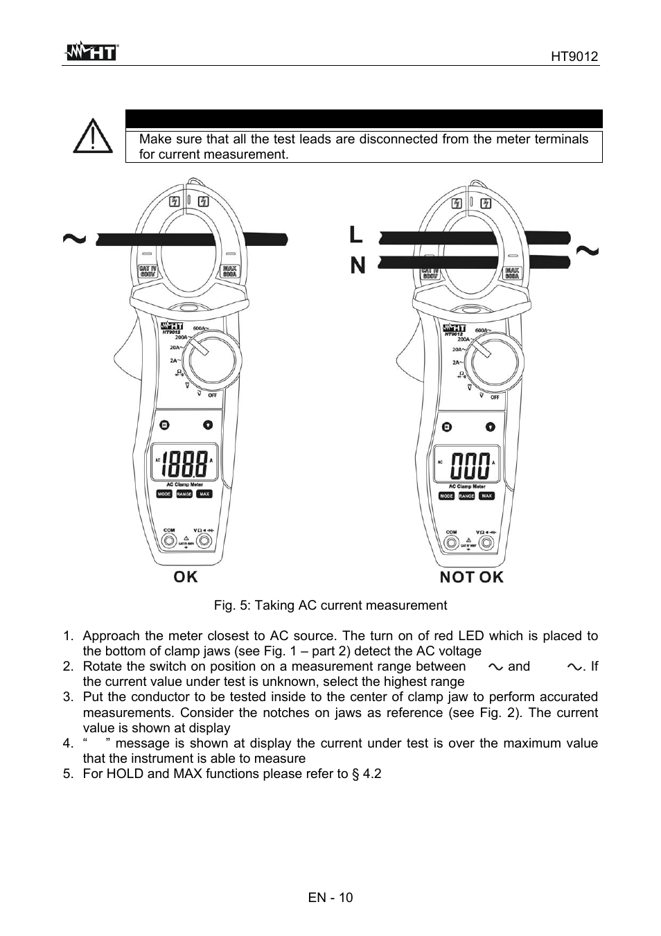 Caution | HT instruments HT9012 User Manual | Page 11 / 17
