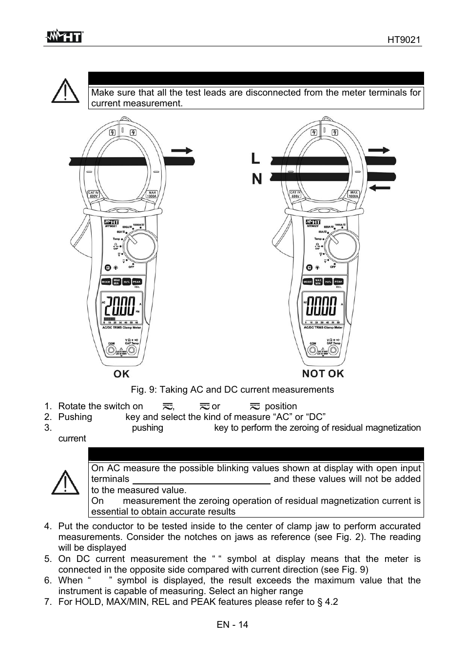 Caution | HT instruments HT9021 User Manual | Page 15 / 21