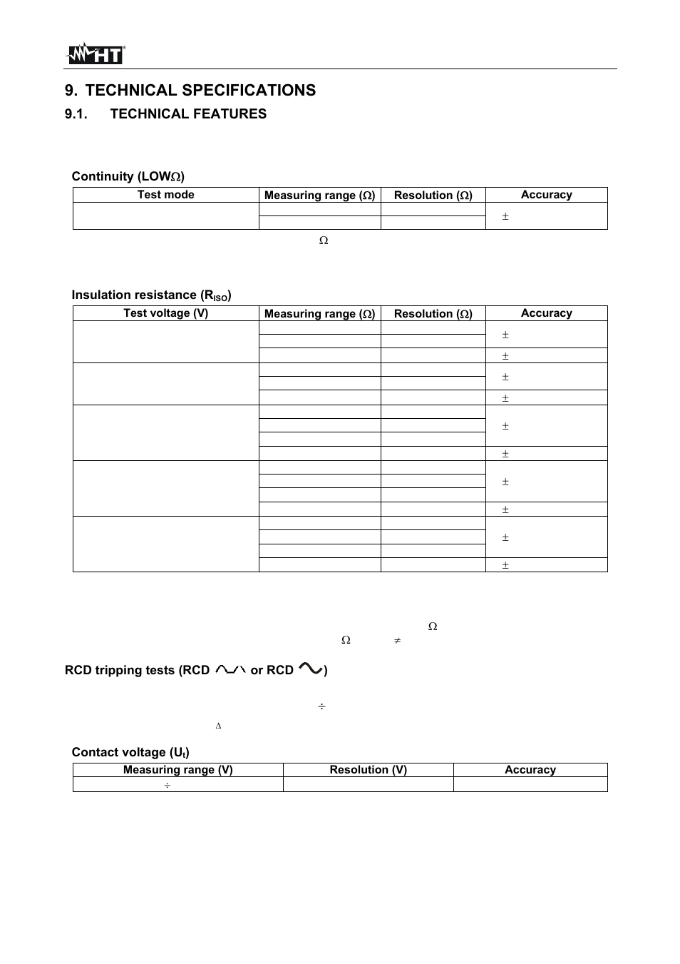 Technical specifications | HT instruments MACROTEST 5035 User Manual | Page 62 / 80