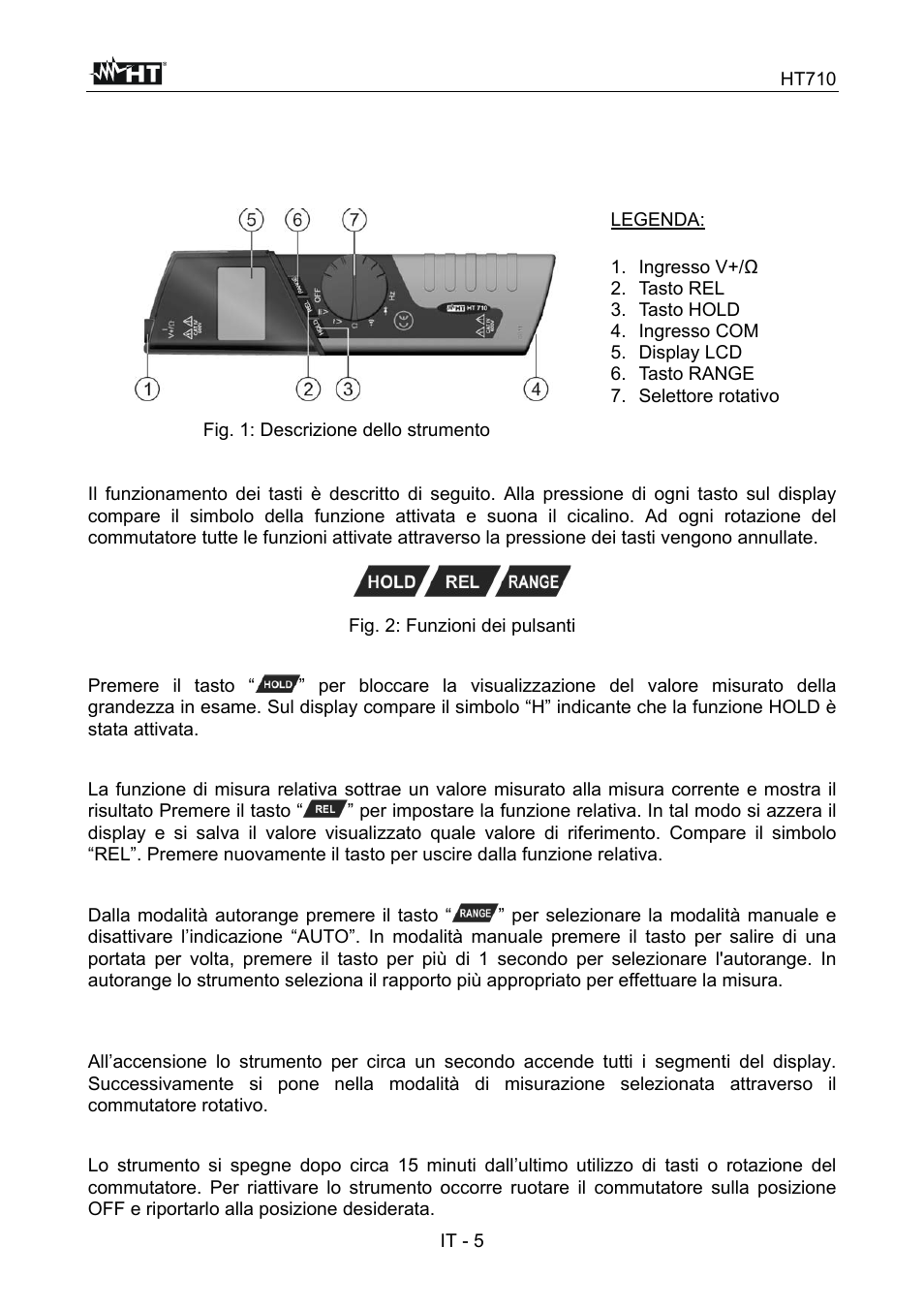 Istruzioni operative | HT instruments HT710 User Manual | Page 10 / 72