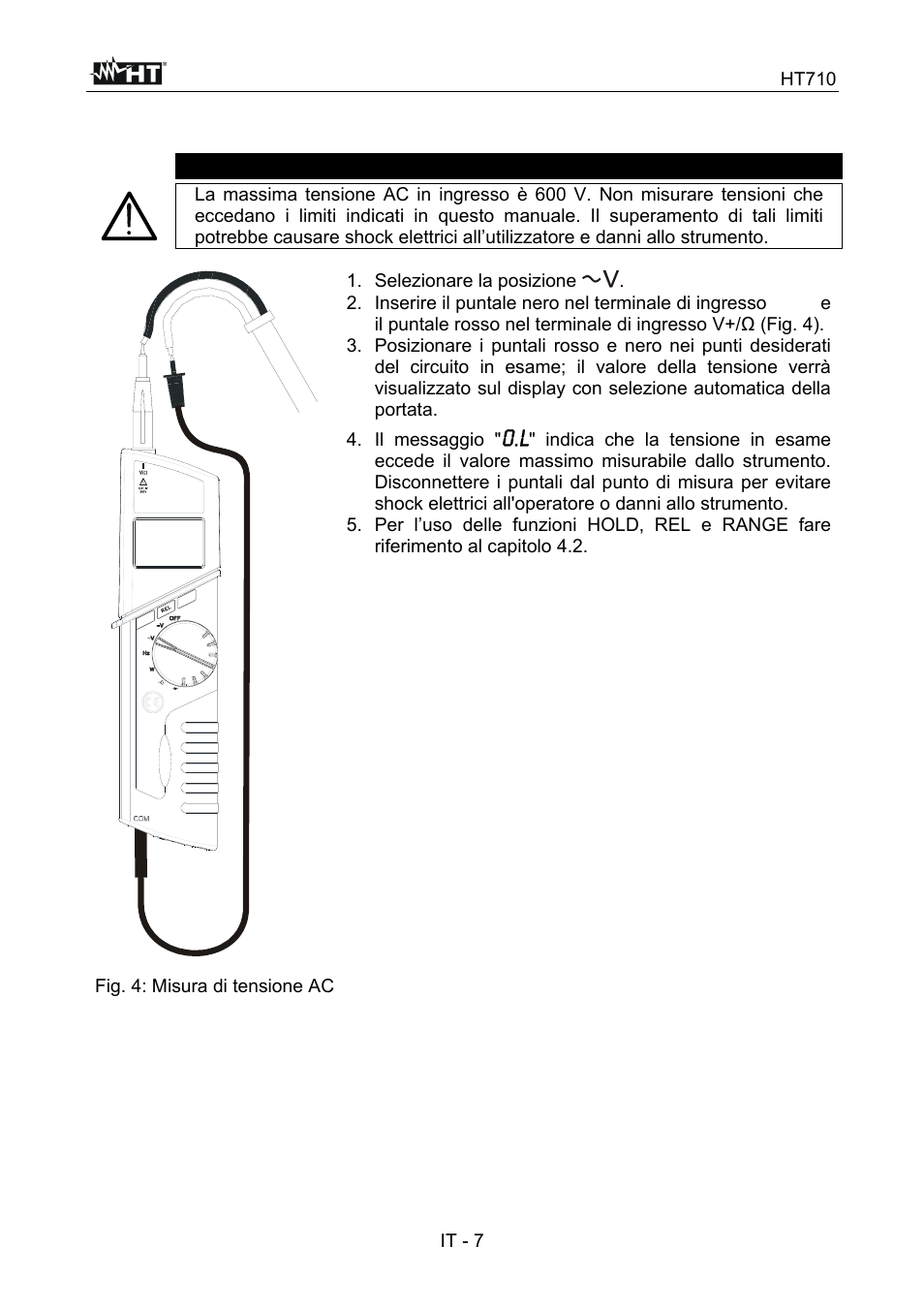Attenzione | HT instruments HT710 User Manual | Page 12 / 72