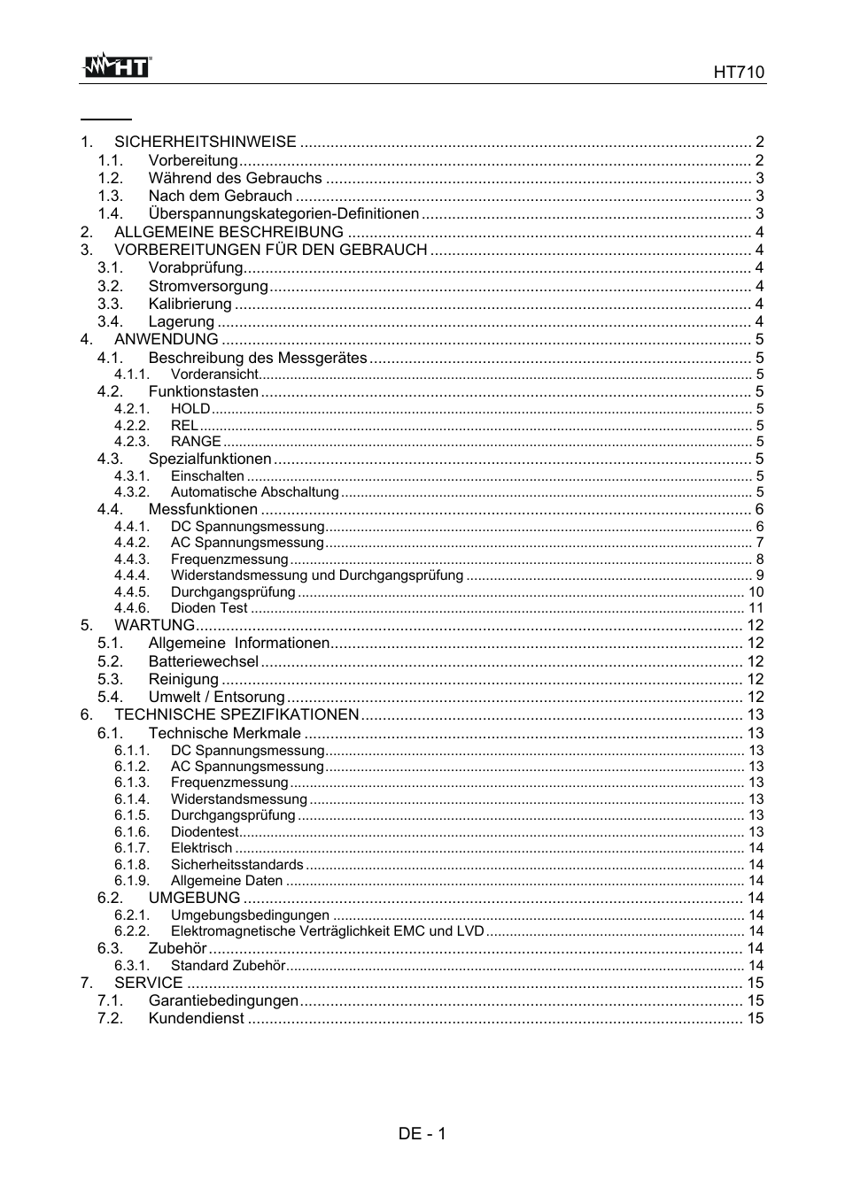HT instruments HT710 User Manual | Page 57 / 72