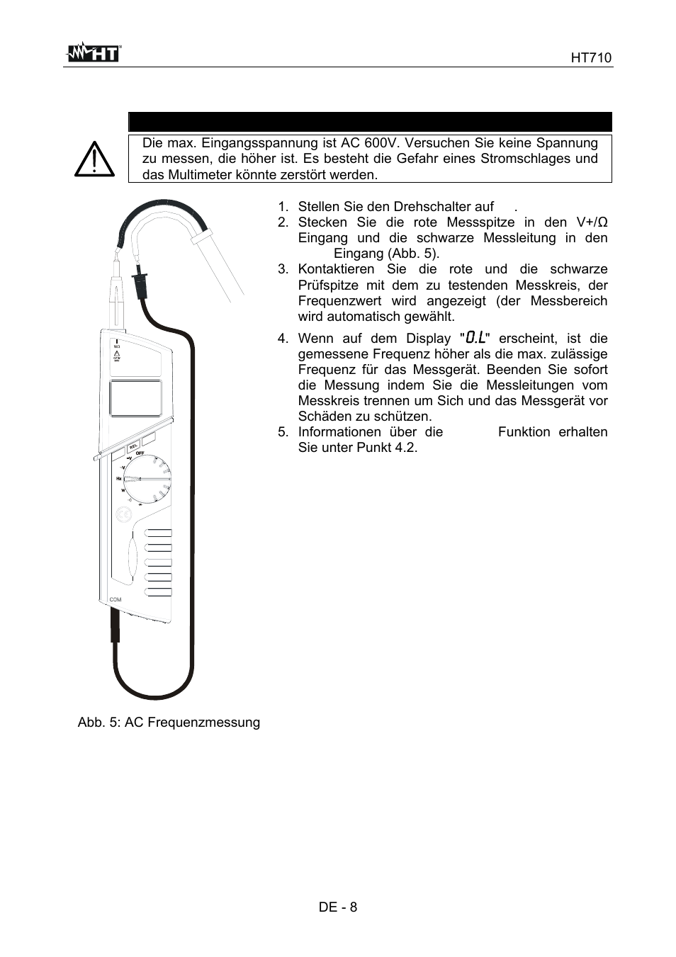 Achtung | HT instruments HT710 User Manual | Page 64 / 72