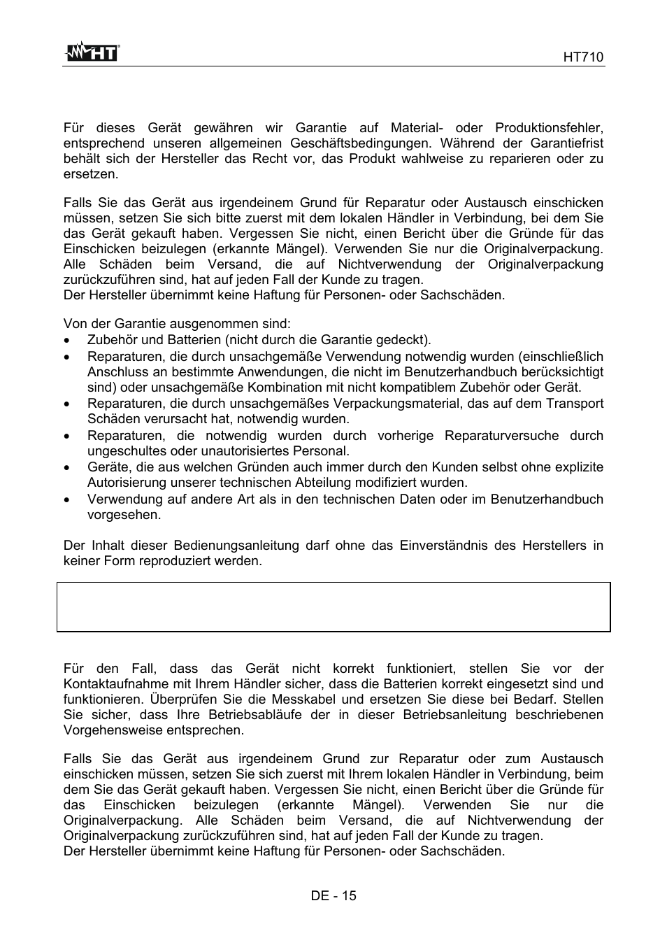 Service | HT instruments HT710 User Manual | Page 71 / 72