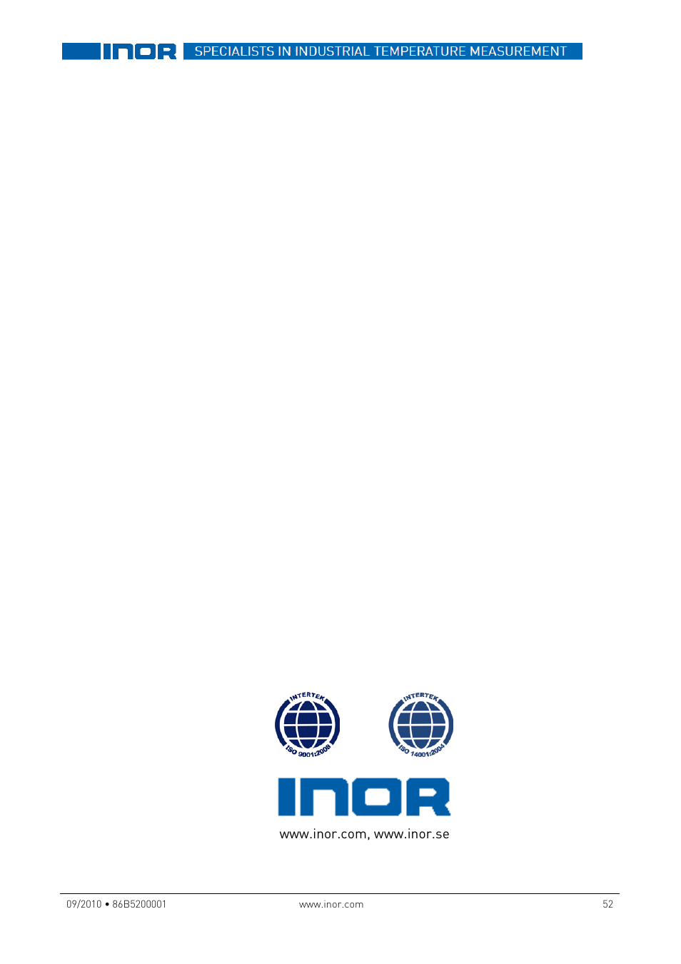 INOR IPAQ R520X User Manual | Page 52 / 52