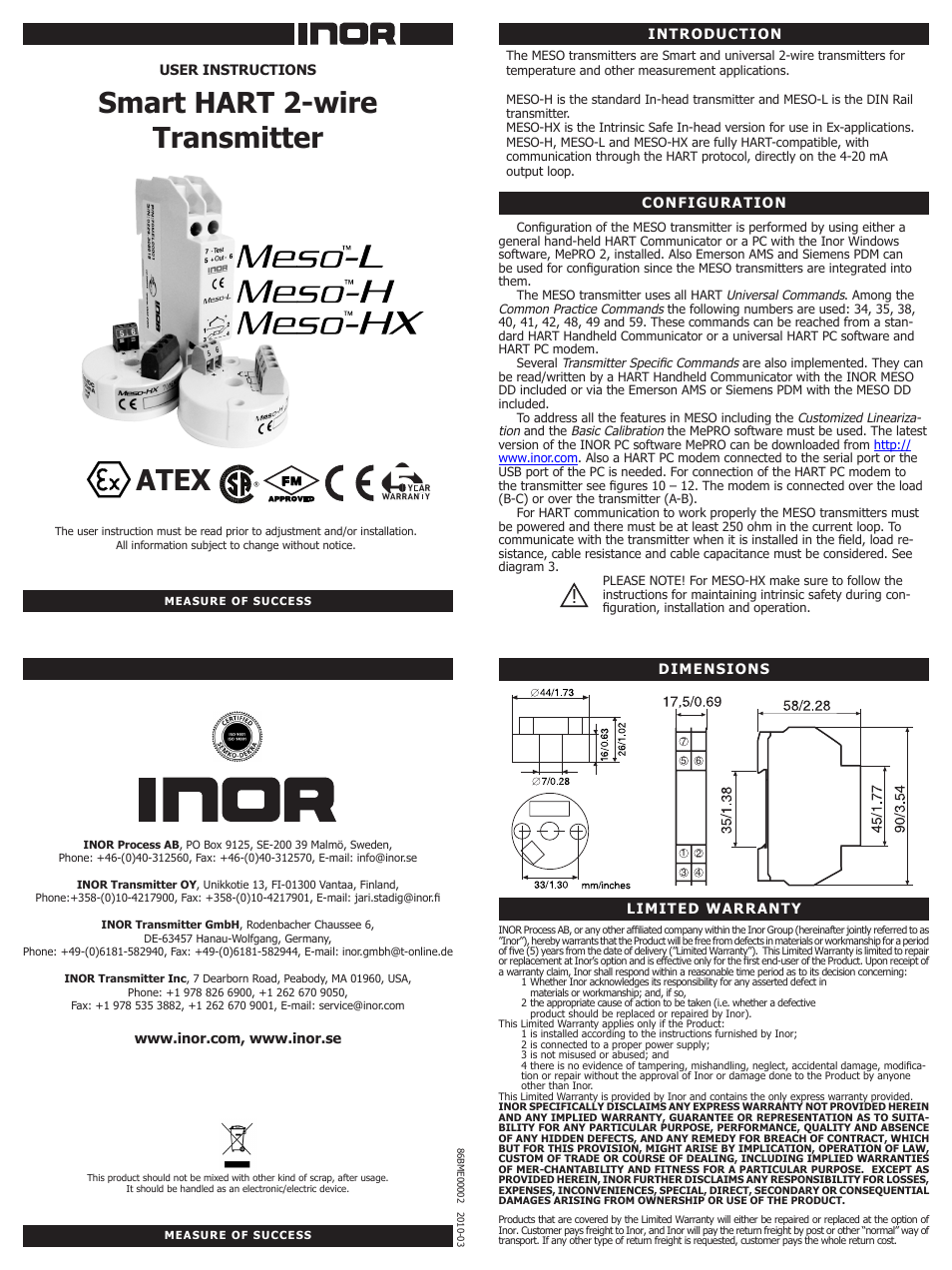 INOR MESO-L GB User Manual | 2 pages