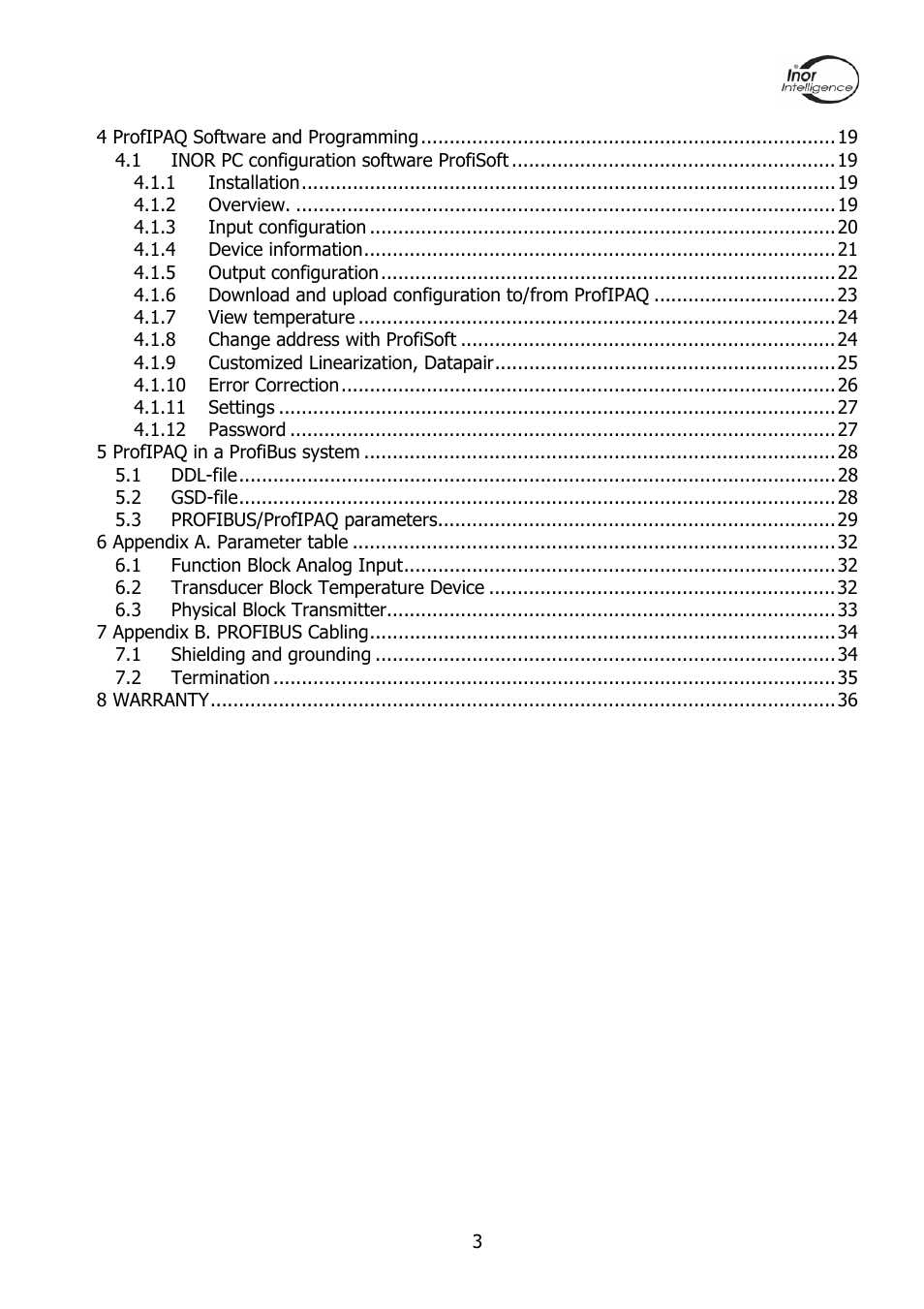 INOR PROFIPAQ-L User Manual | Page 3 / 36