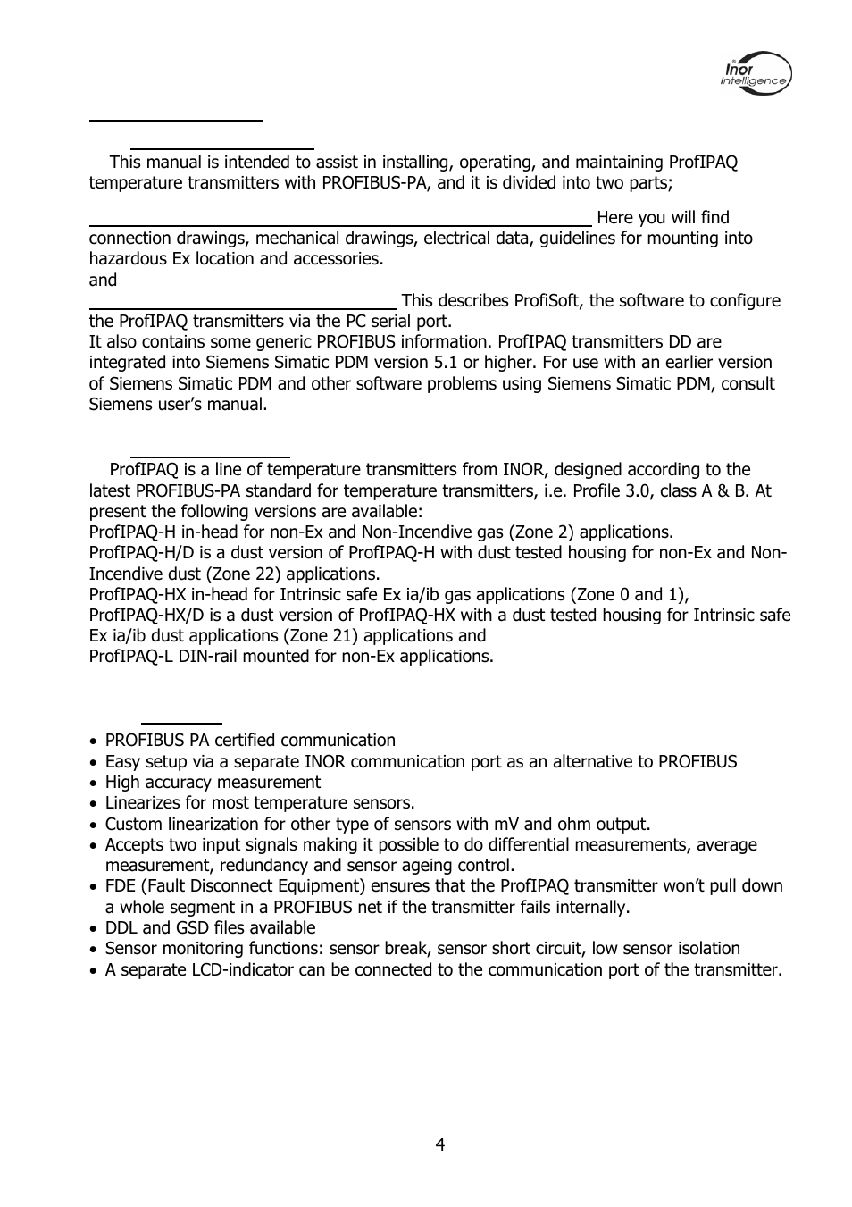 Introduction | INOR PROFIPAQ-L User Manual | Page 4 / 36