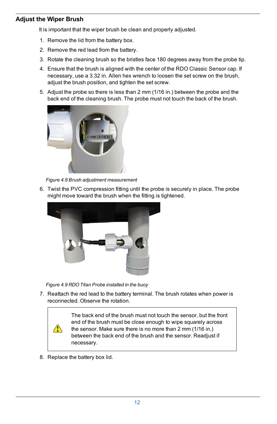 Adjust the wiper brush | In-Situ Aquaculture Buoy Manual (purchased after 28 May 2013) User Manual | Page 12 / 40