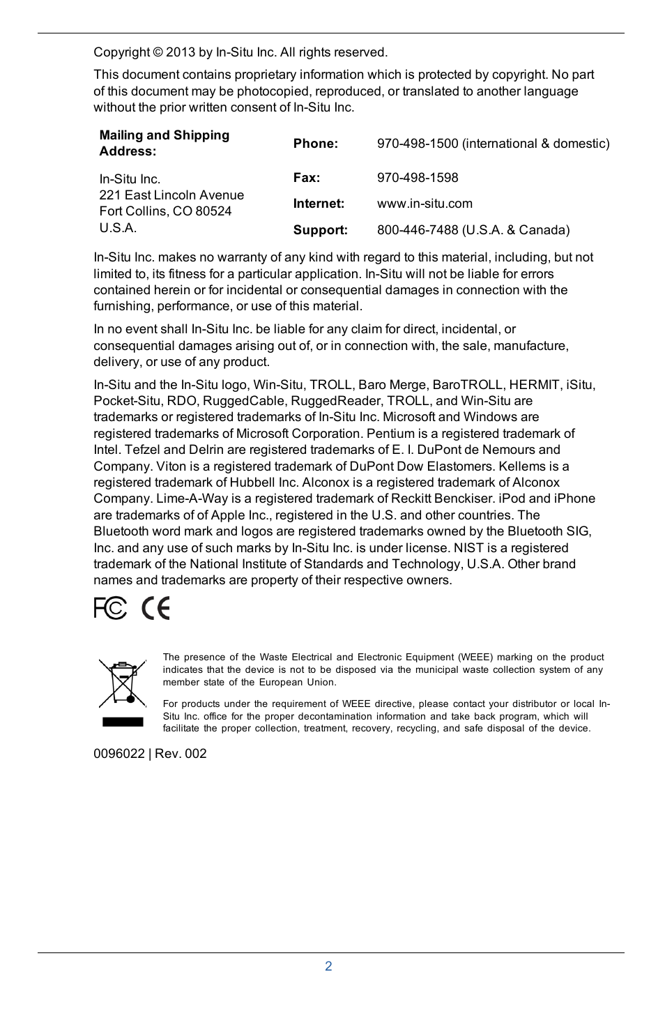In-Situ Aquaculture Buoy Manual (purchased after 28 May 2013) User Manual | Page 2 / 40