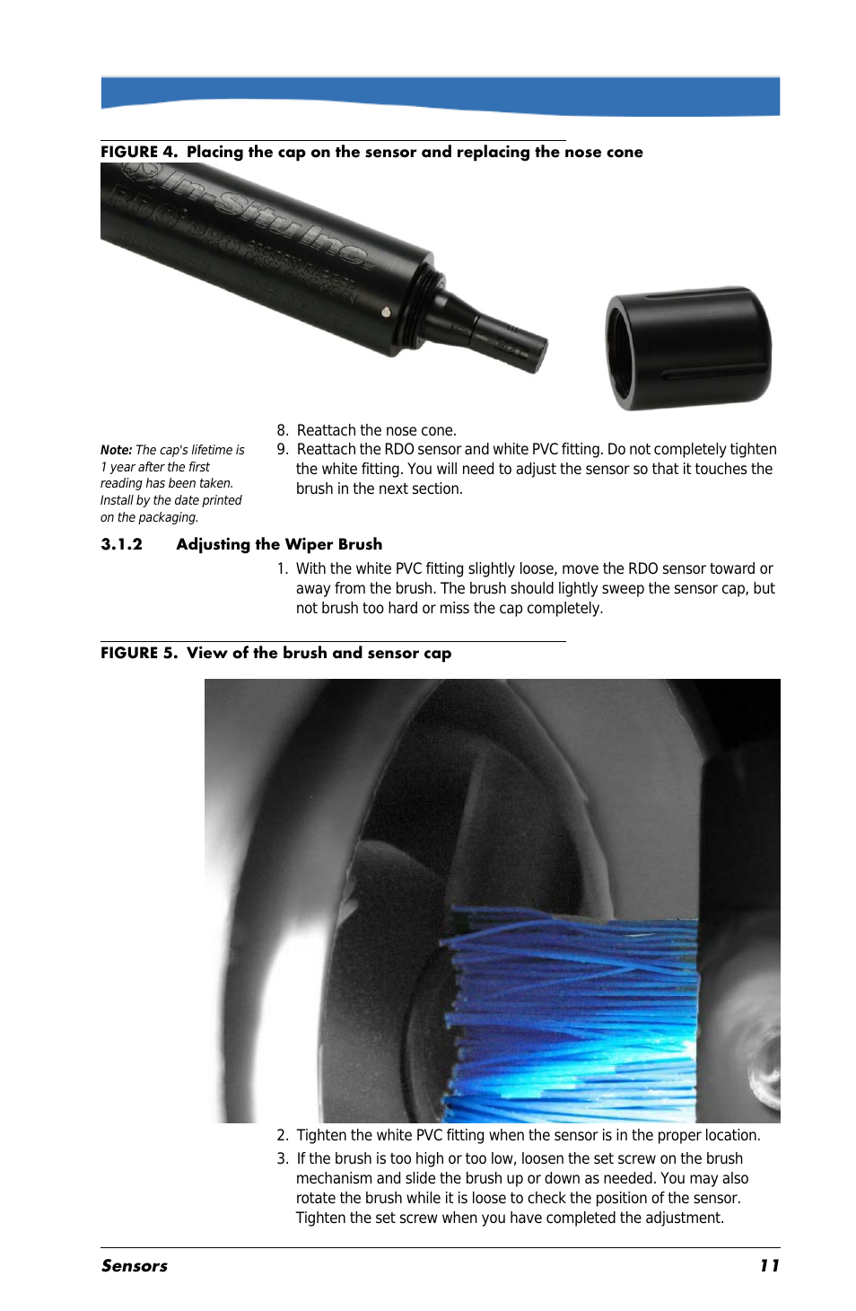 2 adjusting the wiper brush | In-Situ Aquaculture Buoy Manual (purchased before 28 May 2013) User Manual | Page 11 / 34