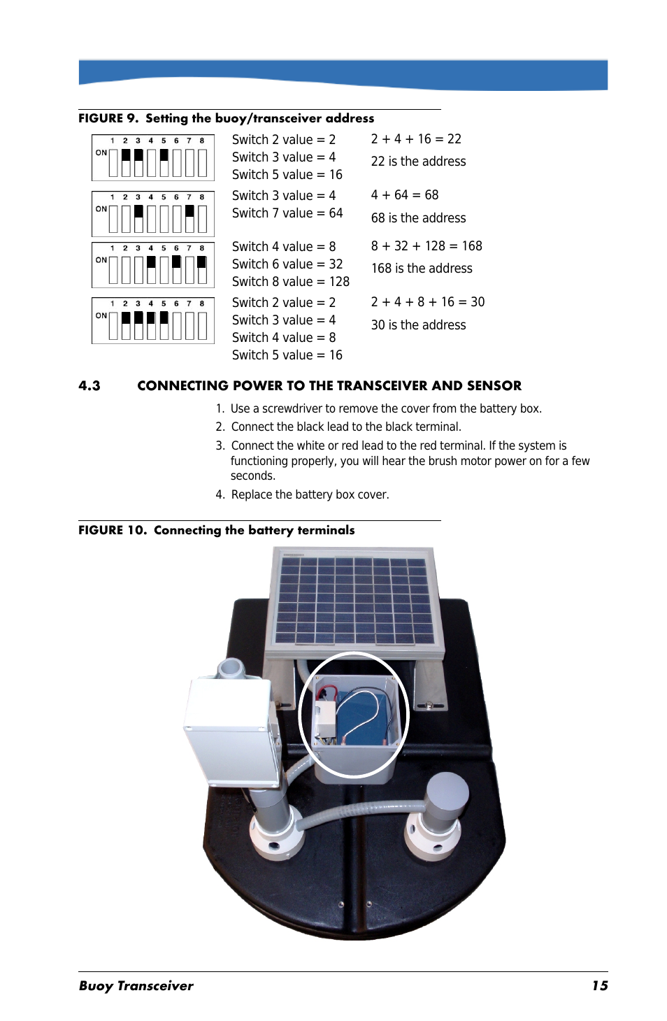3 connecting power to the transceiver and sensor | In-Situ Aquaculture Buoy Manual (purchased before 28 May 2013) User Manual | Page 15 / 34