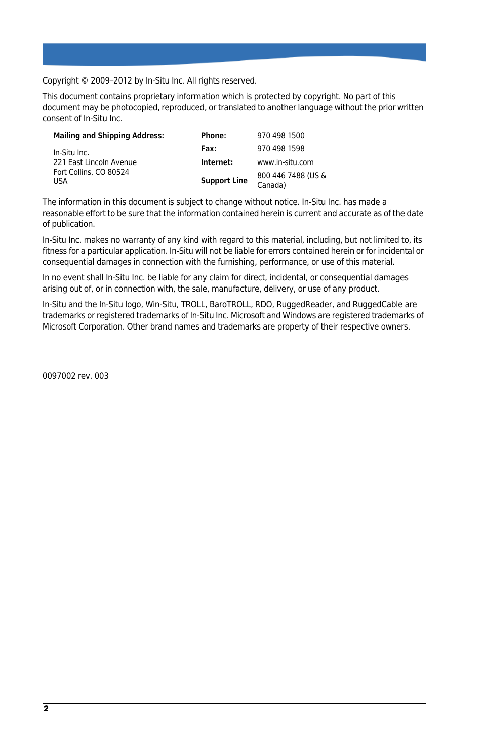 In-Situ Aquaculture Buoy Manual (purchased before 28 May 2013) User Manual | Page 2 / 34