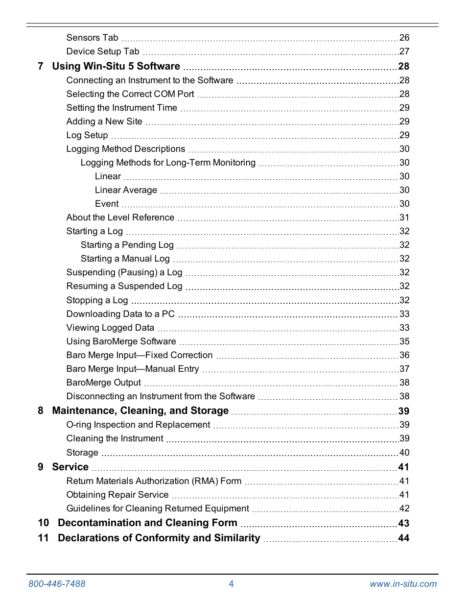 In-Situ Rugged TROLL 100/200 Operators Manual User Manual | Page 4 / 46