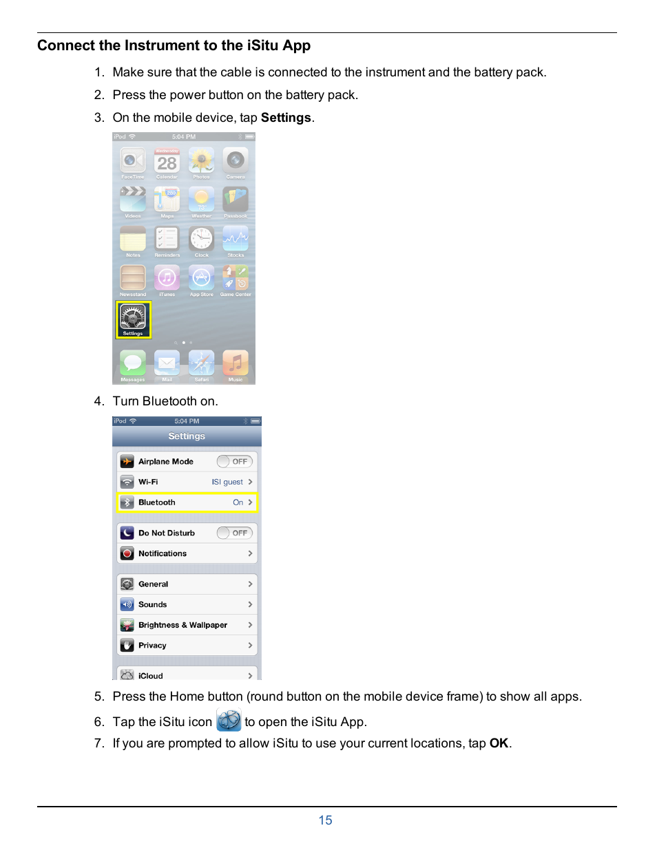 Connect the instrument to the isitu app | In-Situ smarTROLL RDO Handheld Operators Manual User Manual | Page 15 / 38