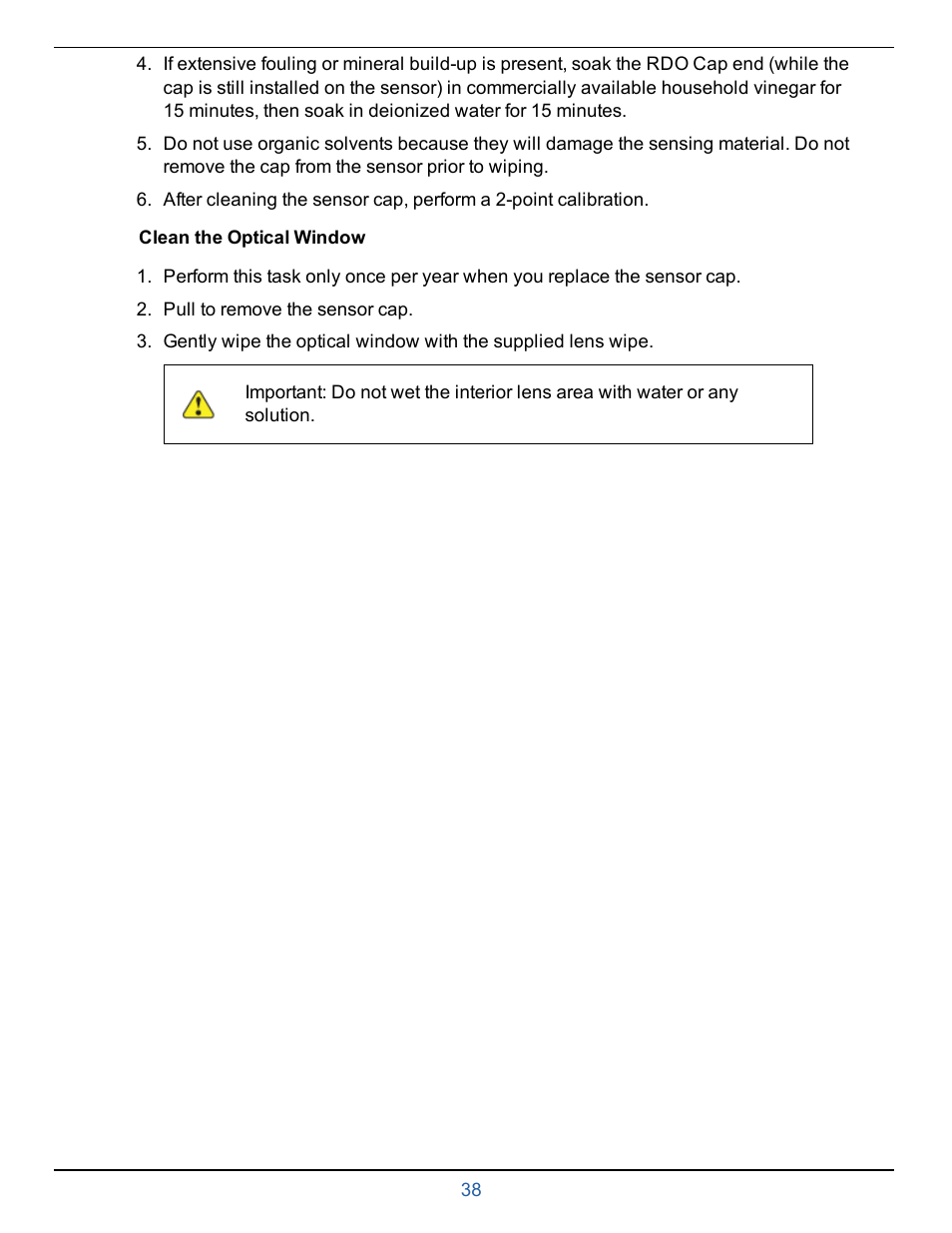 Clean the optical window | In-Situ smarTROLL RDO Handheld Operators Manual User Manual | Page 38 / 38