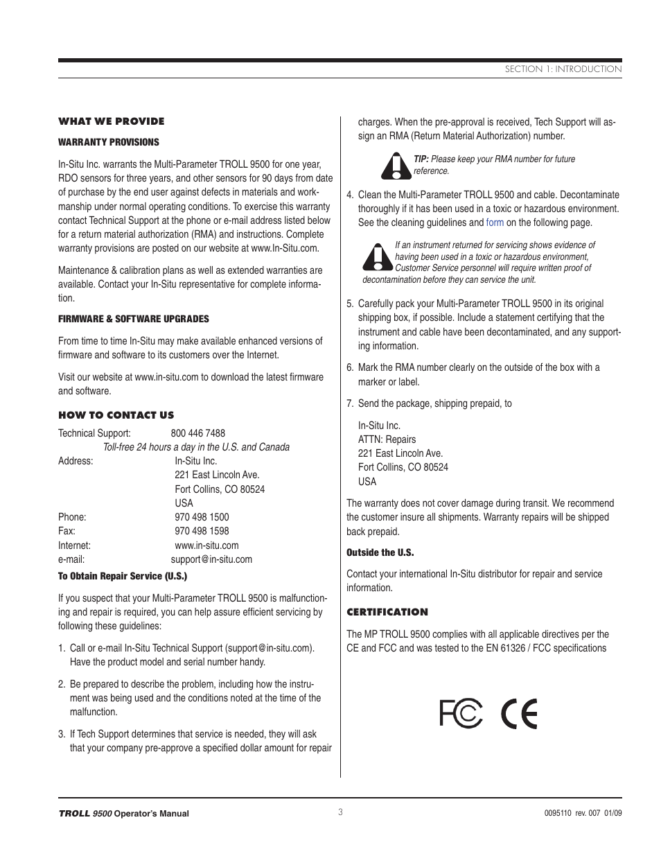 In-Situ TROLL 9500 Operators Manual User Manual | Page 10 / 164