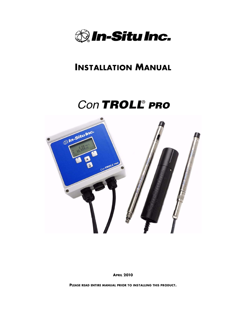 In-Situ Con TROLL PRO Installation Manual (purchased before 10 May 2012) User Manual | 32 pages