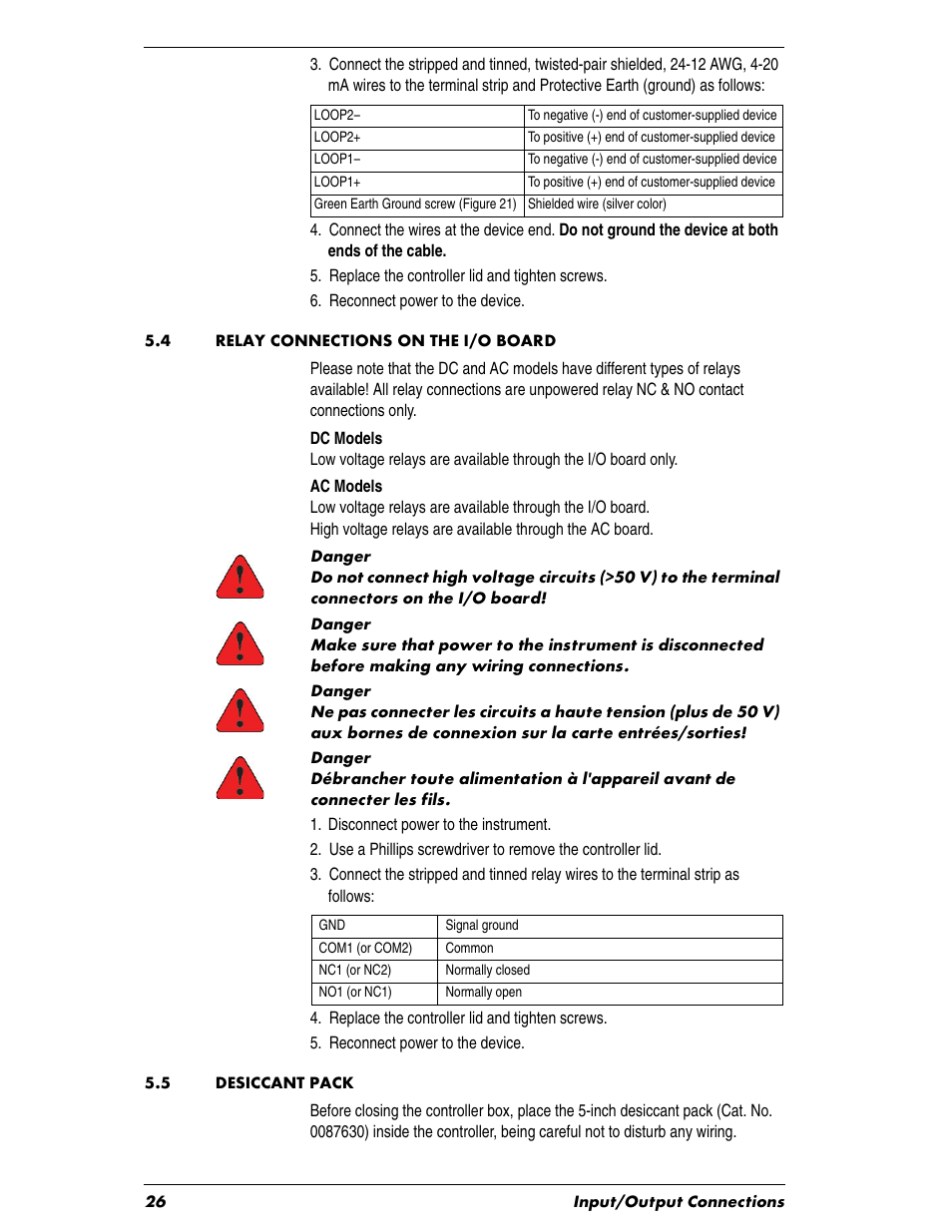Heading1 - 5.4 relay connections on the i/o board, Heading1 - 5.5 desiccant pack, 4 relay connections on the i/o board | 5 desiccant pack | In-Situ Con TROLL PRO Installation Manual (purchased before 10 May 2012) User Manual | Page 26 / 32