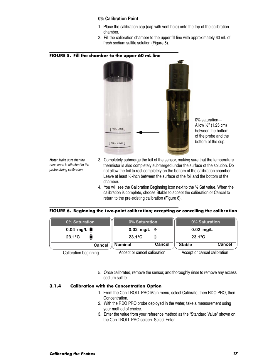 4 calibration with the concentration option | In-Situ Con TROLL PRO Operators Manual (purchased before 10 May 2012) User Manual | Page 17 / 40