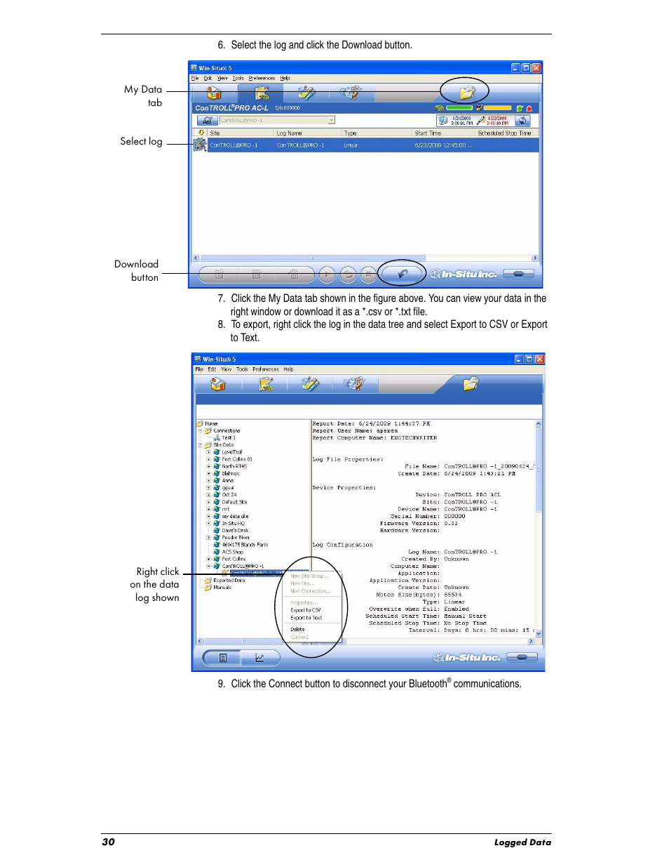 In-Situ Con TROLL PRO Operators Manual (purchased before 10 May 2012) User Manual | Page 30 / 40