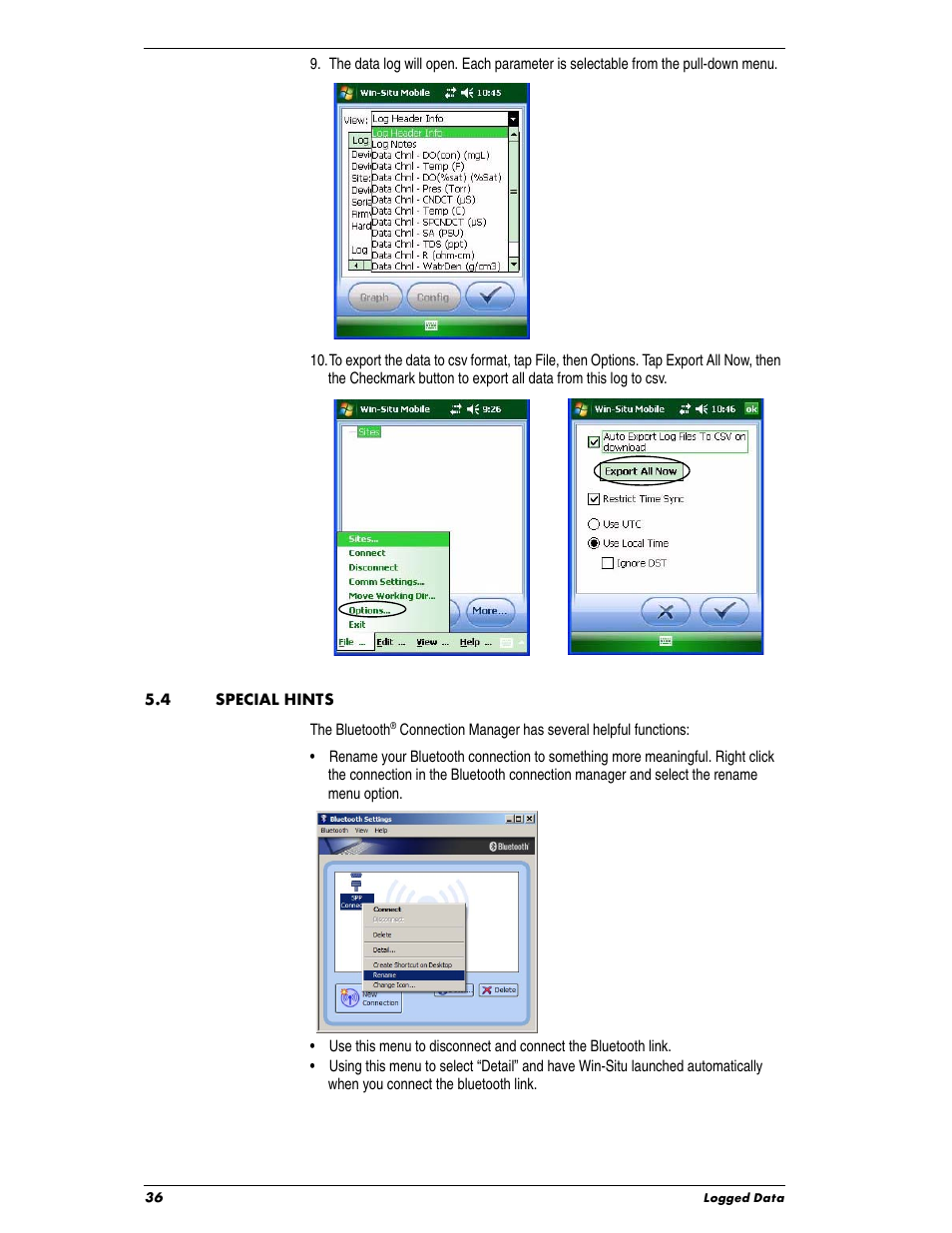 Heading1 - 5.4 special hints, 4 special hints | In-Situ Con TROLL PRO Operators Manual (purchased before 10 May 2012) User Manual | Page 36 / 40