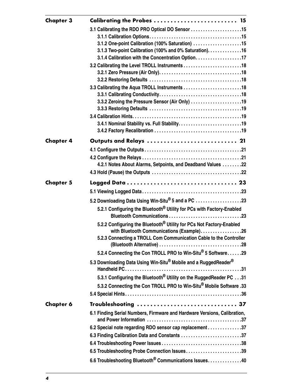 In-Situ Con TROLL PRO Operators Manual (purchased before 10 May 2012) User Manual | Page 4 / 40